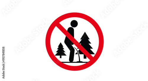 No Peeing and No Pooping Sign Vector with Red Prohibition Circle Symbol on Public Outdoor Space