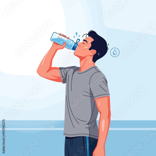 Man drinking water after workout.