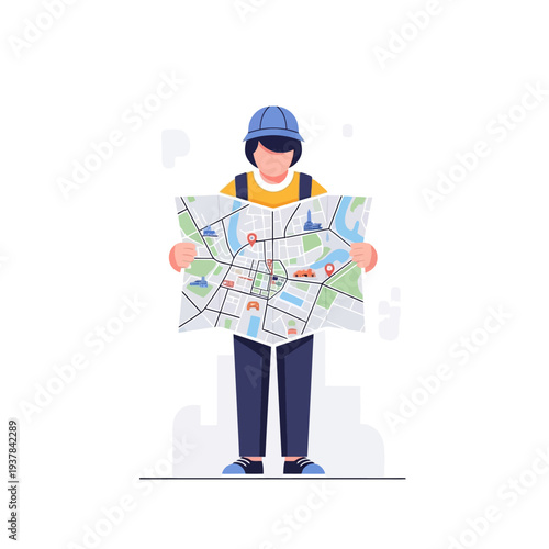Person holding map looking for directions.