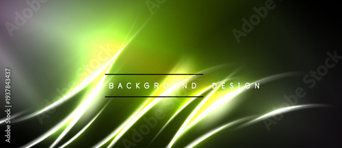 Abstract green background. Bright lines create dynamic flow, modern design element. Dark edges frame vibrant central area.