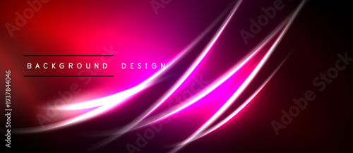 Abstract neon lines over dark background. Vibrant magenta, red hues create dynamic visual effect. Modern design element.