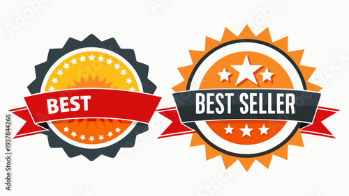 Premium quality best seller labels for product marketing and retail.eps
