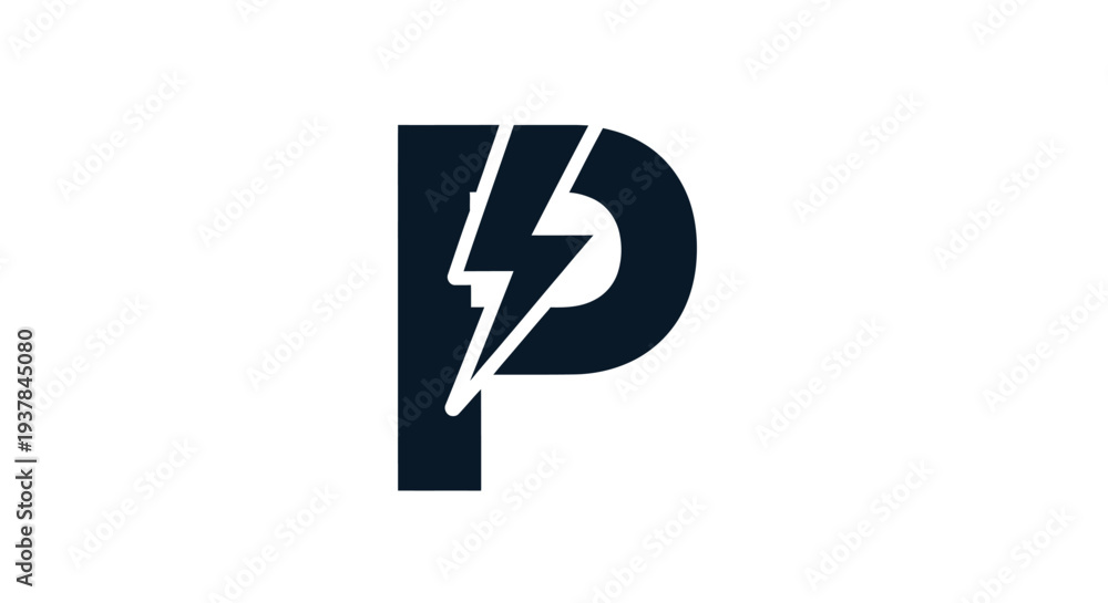 Obraz premium Lightning Bolt Letter P Symbol.