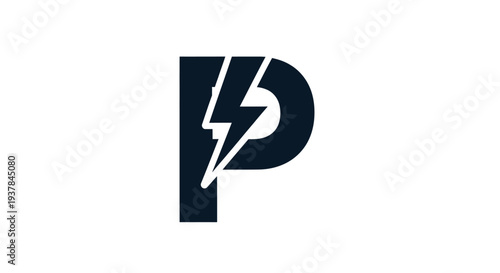 Lightning Bolt Letter P Symbol.