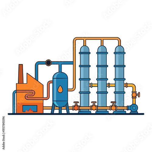Factory Buildings Collection Exterior Manufacturing, Gas Station and Oil Refinery Engineering Chemical Industry Flat Vector Illustration Set