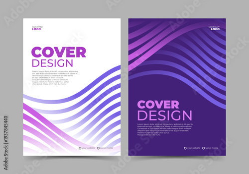 Purple cover template with wavy line design