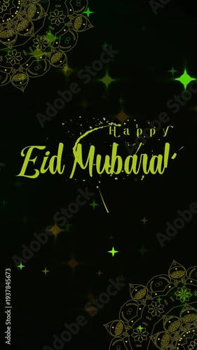 Festive Spiritual Glow Forming an Islamic Eid Mubarak Background of Sacred Cultural Geometry, created for Eid greeting animations, Islamic event presentations, mosque celebration displays,