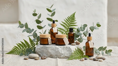 Botanical Spa Background for Skincare Product Mockup