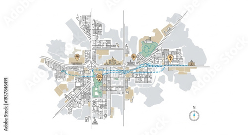 City Map with Buildings and Roads.