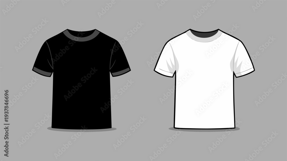 Fototapeta premium White and black t-shirt mockups front view isolated on gray.eps