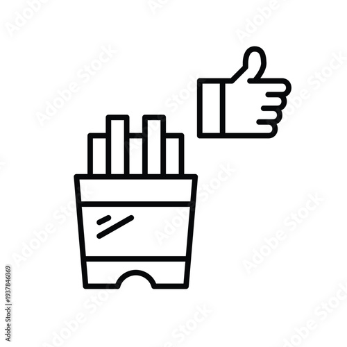 French fries and like. Fast food order approval, satisfaction and positive customer feedback. Pixel perfect, editable stroke vector icon