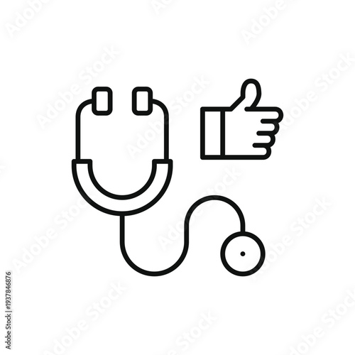 Stethoscope and like. Appointment approved, successful health checkup. Positive feedback on service. Pixel perfect, editable stroke vector icon