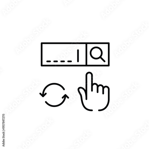 Search bar and renew arrows. Query update, query refresh. Pixel perfect, editable stroke vector icon