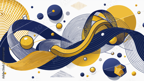 Modern Digital Technology Concept with Fluid Wave Surfaces and Data Connectivity Nodes.eps