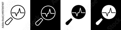 Vibration analysis black and white icon design concept