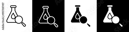 Oil analysis black and white icon design concept