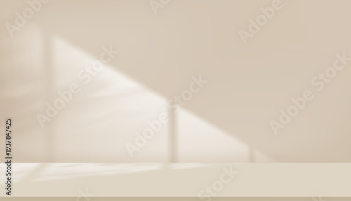 Background design brown wall showroom studio with shadow on empty floor for product presentation.Vector minimal soft reflect light, shadow for Autumn,Winter backdrop design for cosmetic, beauty