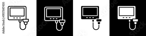 Ultrasonic testing black and white icon design concept