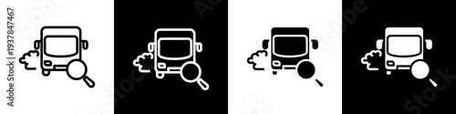 Emission analysis black and white icon design concept