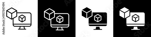 Digital twin black and white icon design concept