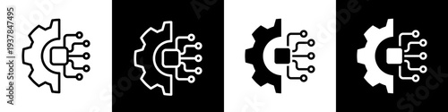 Ai- based failure prediction black and white icon design concept