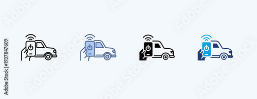 Connected Car Multiple Icon Illustration Vector