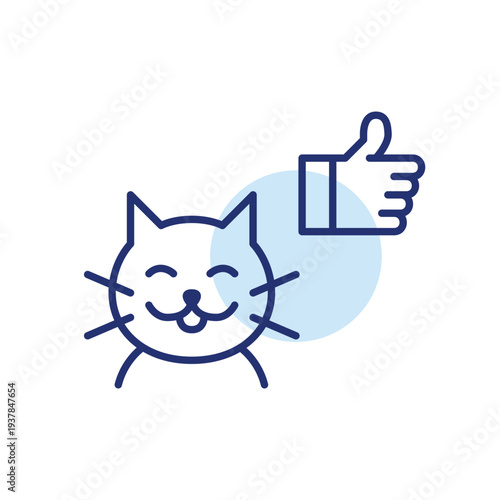 Cat and like symbol. Pet approval and care, animal affection feedback. Pixel perfect, editable stroke vector icon