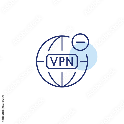 VPN on Earth and minus. Delete account, revoke access and cancel subscription. Pixel perfect, editable stroke vector icon