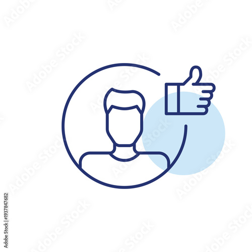 Man avatar and like. User satisfaction, profile approved. Pixel perfect, editable stroke vector icon