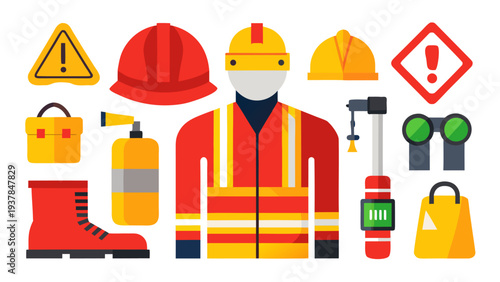 Occupational health and safety symbols for construction and industrial work.eps