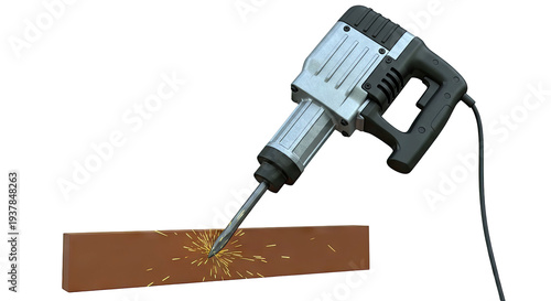 Demolition Hammer Chipping a Brick