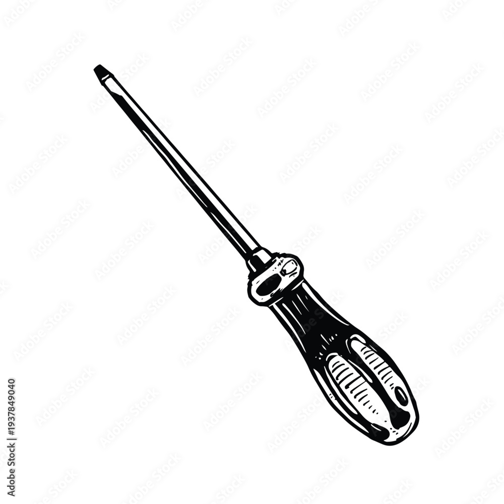 Fototapeta premium Illustration handdrawn of an Carpenter Tools screwdriver