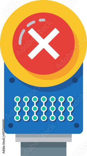 Emergency digital lock icon with a stop symbol. Modern, flat design illustration. Clear, bold colors. Suitable for tech, security, and digital concepts.