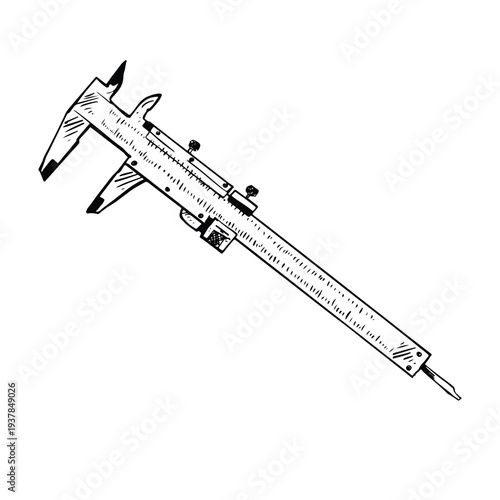 Illustration handdrawn of an Carpenter Tools caliper
