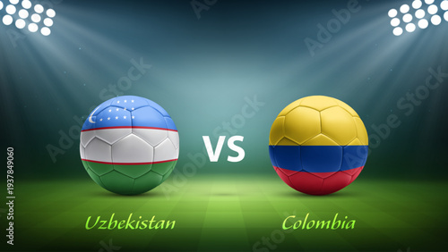 Uzbekistan vs Colombia soccer scoreboard broadcast template