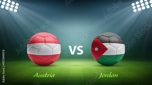 Austria vs Jordan soccer scoreboard broadcast template