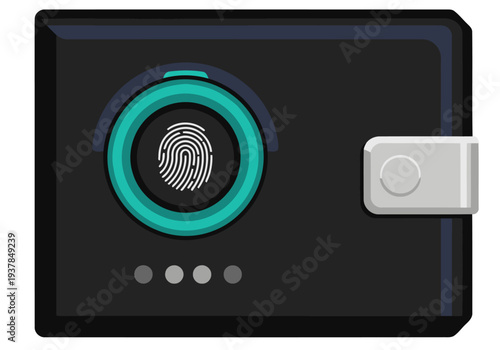 Secure Bio Wallet illustration. Modern, sleek design featuring fingerprint scanning. Clean, professional style. Ideal for tech and finance visuals.