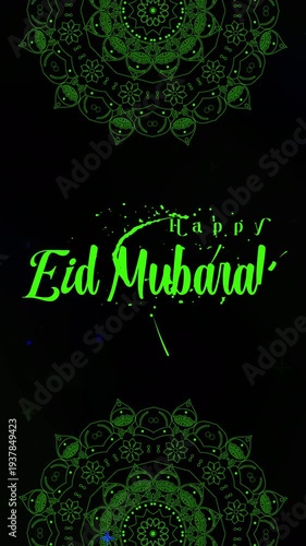 Radiant Cultural Motifs Illuminating an Islamic Eid Mubarak Background with Sacred Decorative Motion, made for Eid celebration videos, mosque media displays, Islamic cultural storytelling visuals
