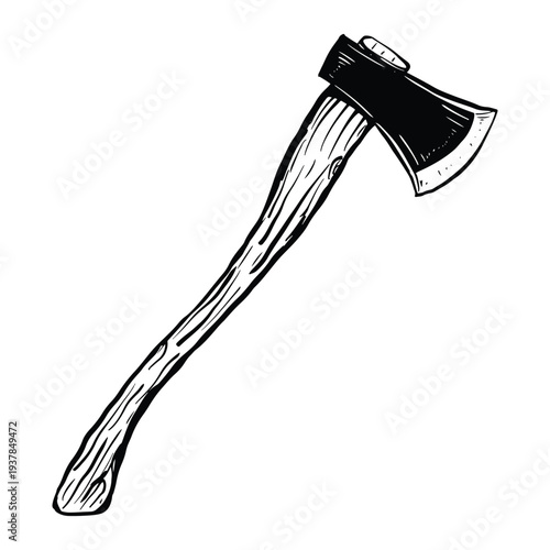 Illustration handdrawn of an Carpenter Tools axe
