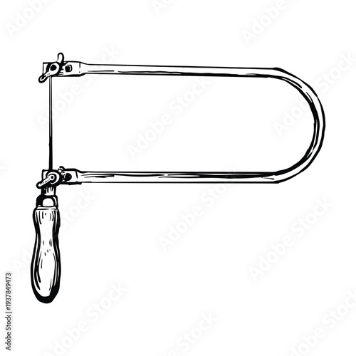 Illustration handdrawn of an Carpenter Tools jeweler saw