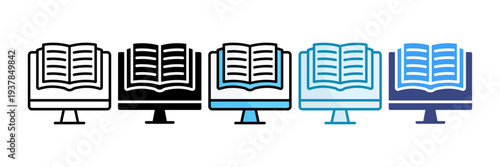 E-Learning Icon Set Multiple Style Collection