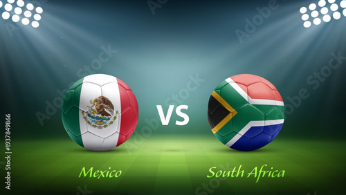 Mexico vs South Africa soccer scoreboard broadcast template