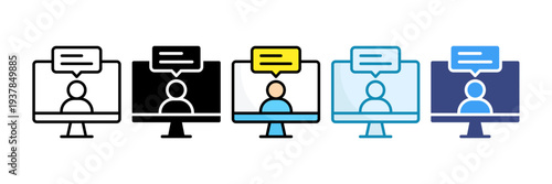 Online Mentoring Icon Set Multiple Style Collection