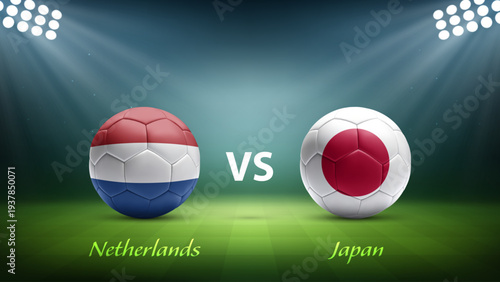 Netherlands vs Japan soccer scoreboard broadcast template