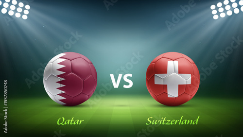 Qatar vs Switzerland soccer scoreboard broadcast template