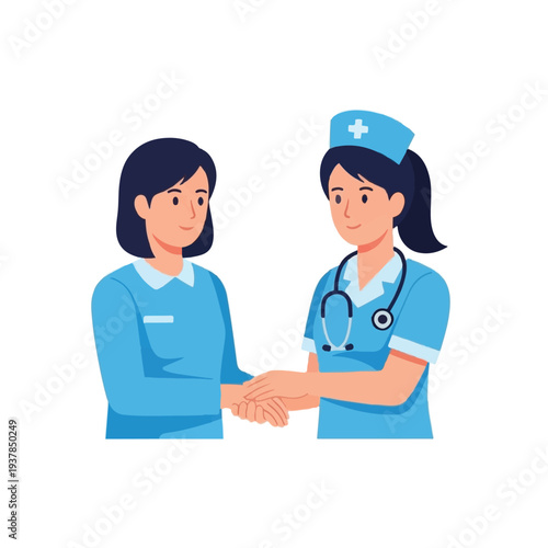 Nurse Shaking Hands with Patient Illustration.