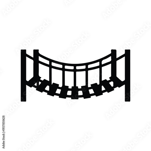 Suspended Rope Bridge Black Silhouette Vector Icon