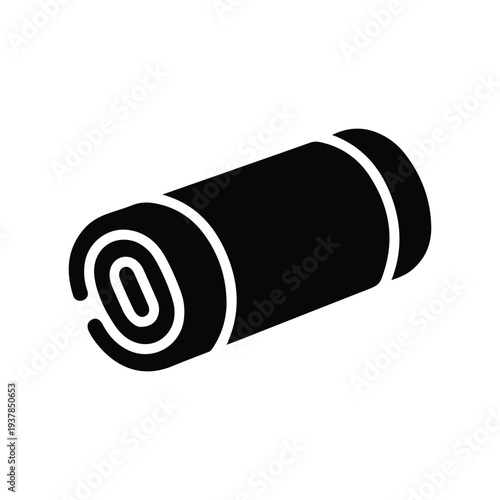 Rolled Prayer Mat Black Silhouette Icon