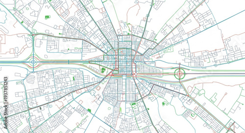 City Map with Radial Roads.