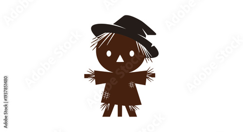 Scarecrow Vector Illustration, Flat Design for Autumn, Halloween, Harvest Season